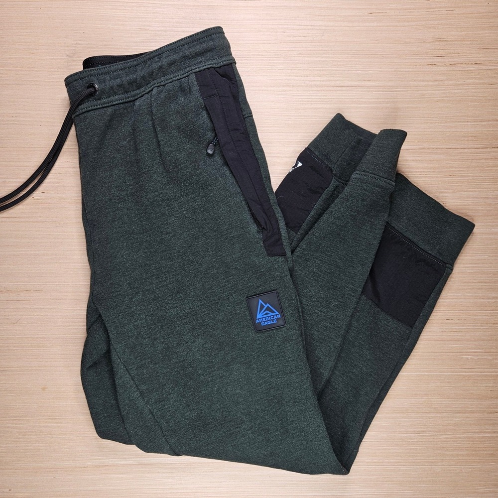 American Eagle Outfitters Mens Green Tech Fleece Jogger Sweatpants Size M 32x28